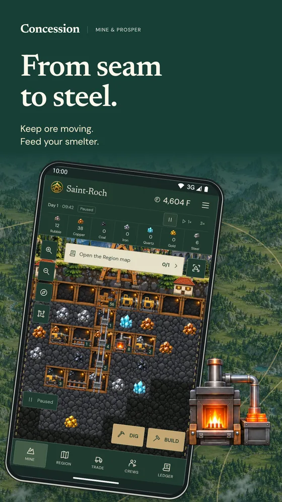 Game visual: ore and steel production